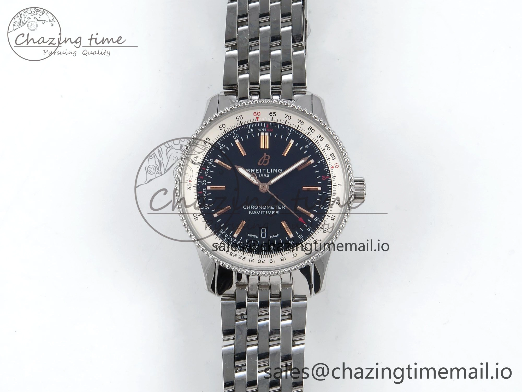 Classic Navitimer 1 SS 41mm TF 1:1 Best Edition White Bezel Black Dial on SS Bracelet A 5494
