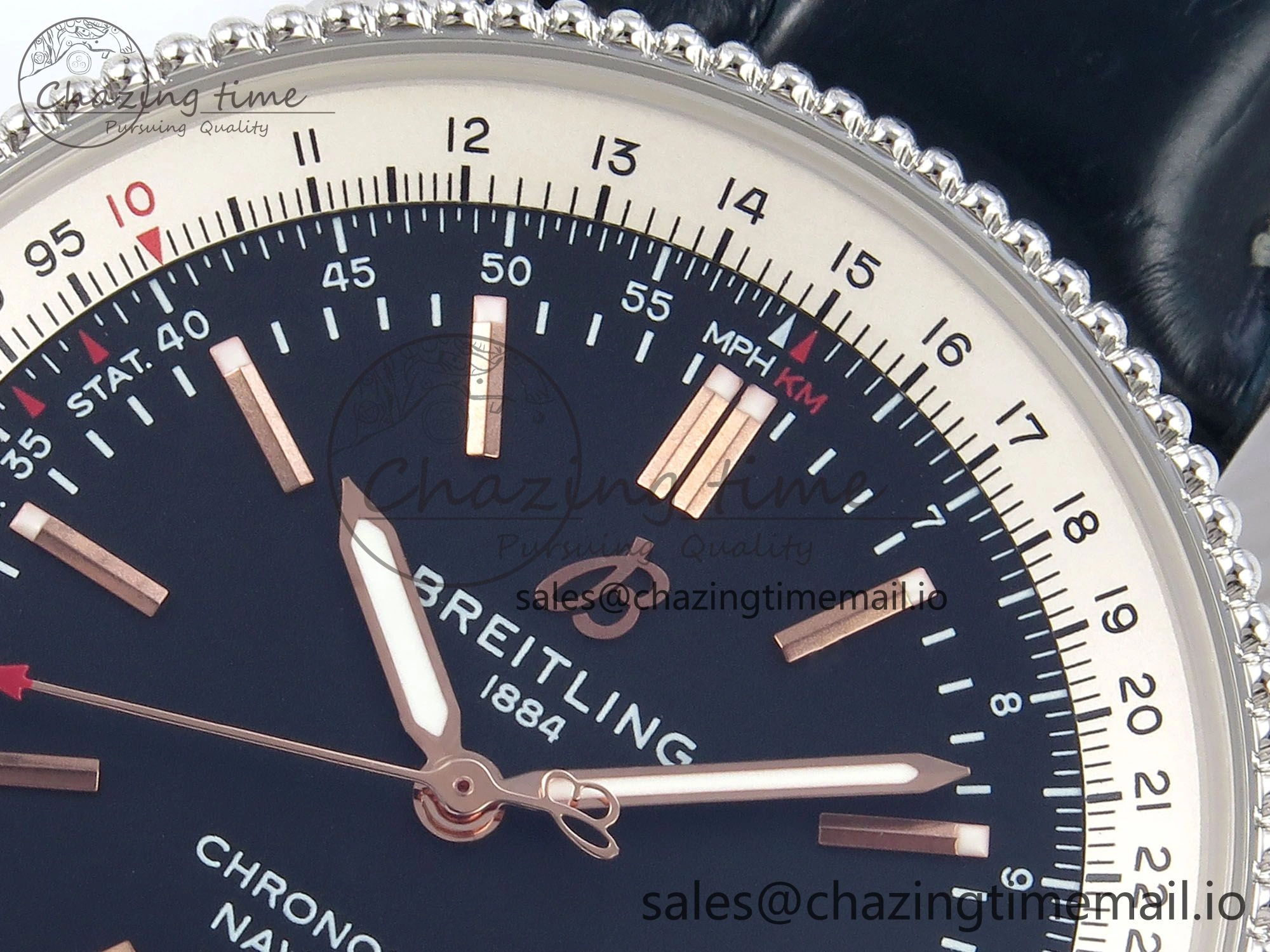 Navitimer 1 SS 41mm TF 1:1 Best Edition White Bezel Blue Dial on Black Leather Strap A GoAnywhere 5481