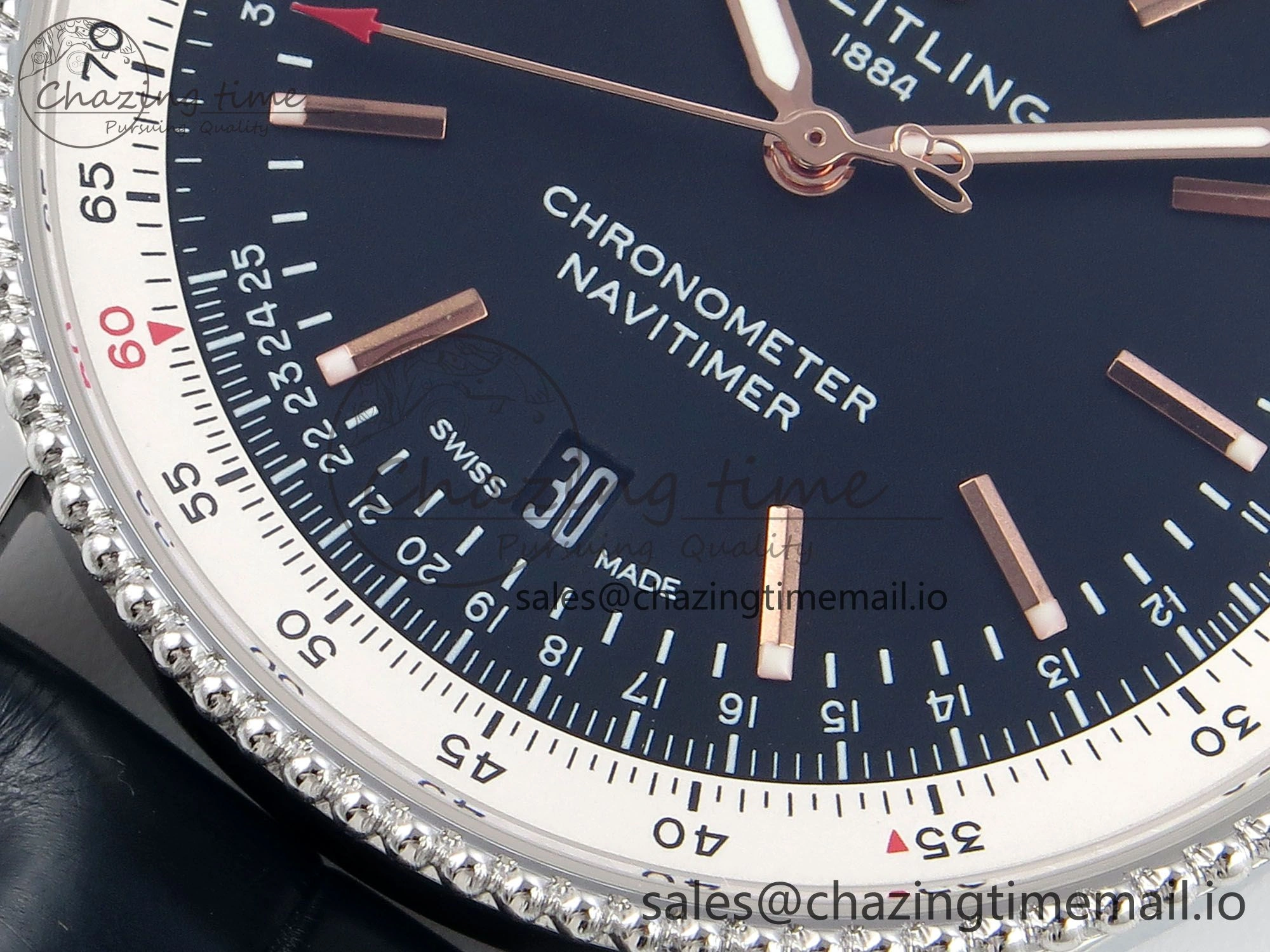Navitimer 1 SS 41mm TF 1:1 Best Edition White Bezel Blue Dial on Black Leather Strap A GoAnywhere 5481