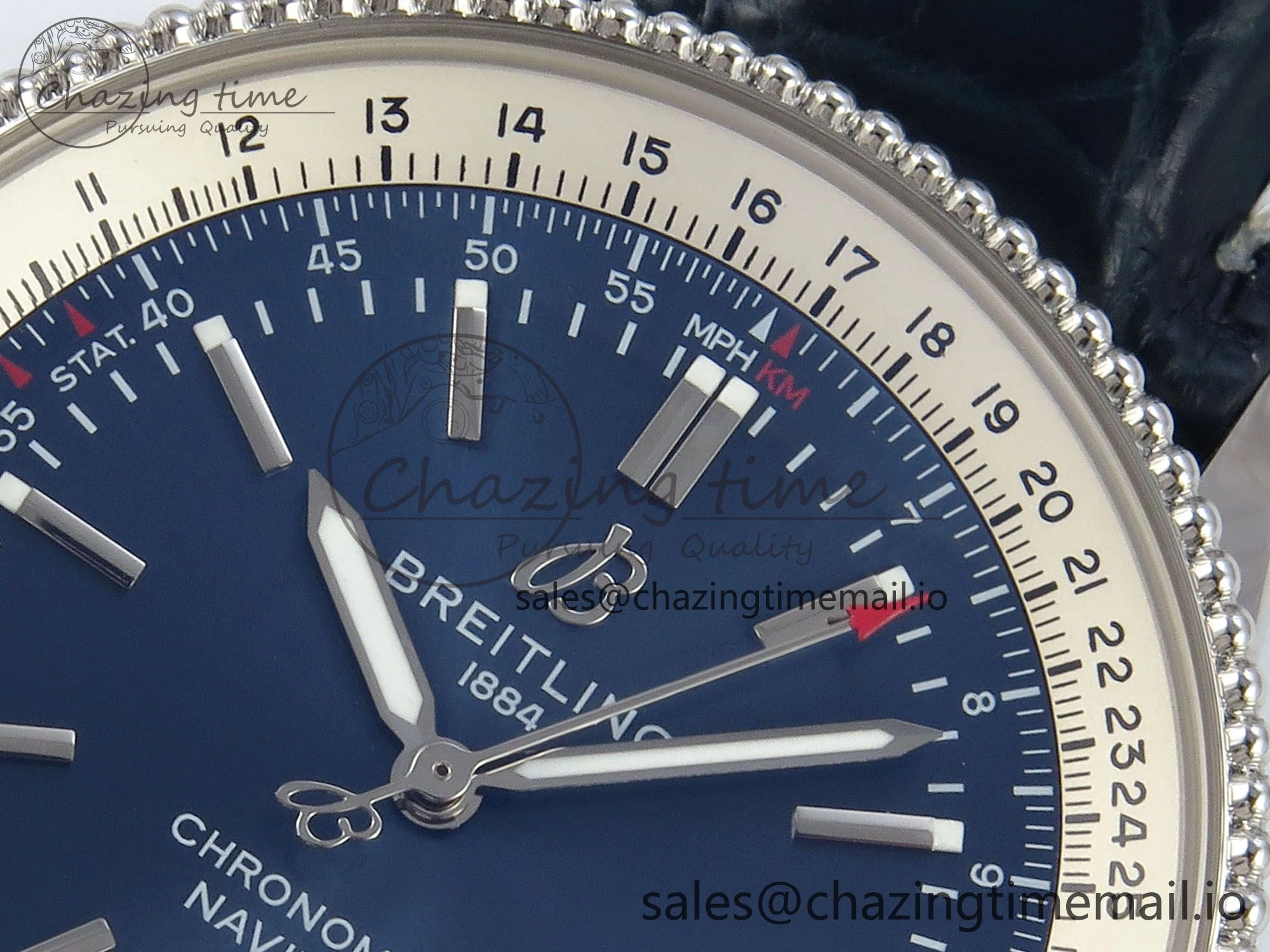Navitimer 1 SS 41mm TF 1:1 Best Edition White Bezel Blue Dial on Blue Leather Strap A DailyWear 5487