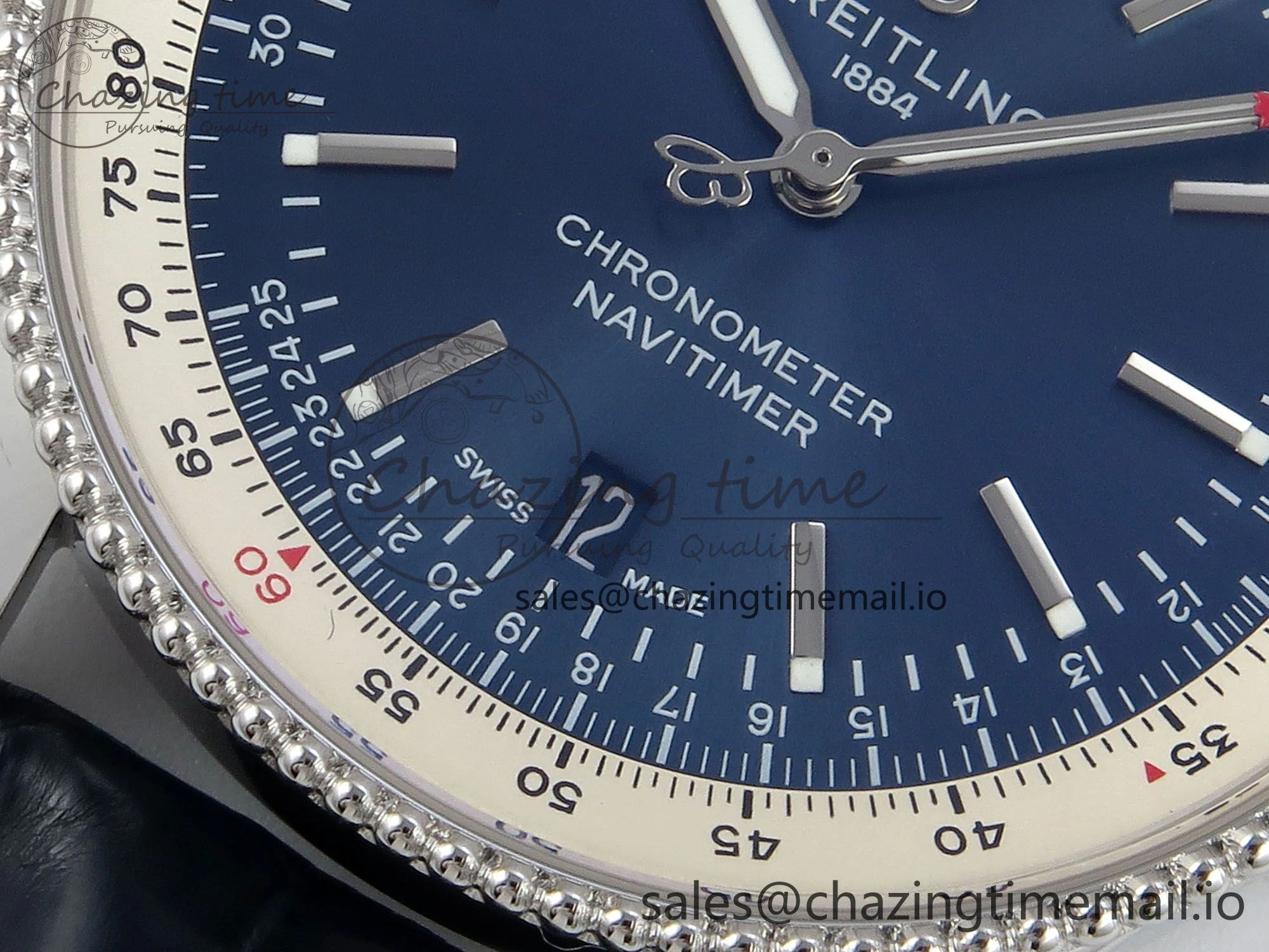 Navitimer 1 SS 41mm TF 1:1 Best Edition White Bezel Blue Dial on Blue Leather Strap A DailyWear 5487