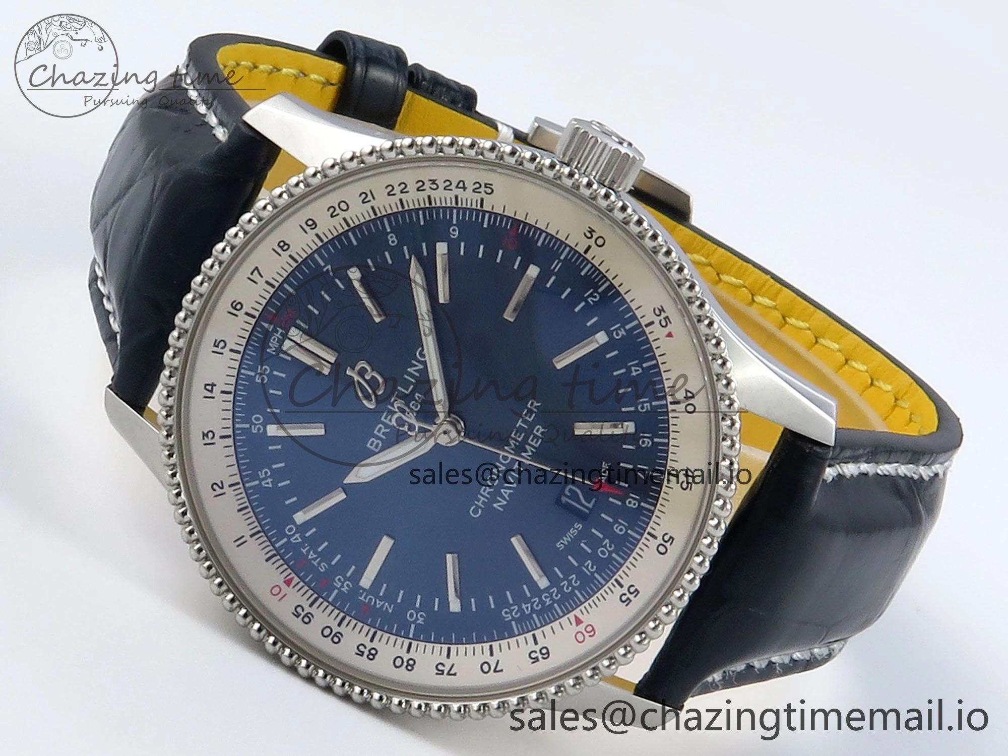 Navitimer 1 SS 41mm TF 1:1 Best Edition White Bezel Blue Dial on Blue Leather Strap A DailyWear 5487