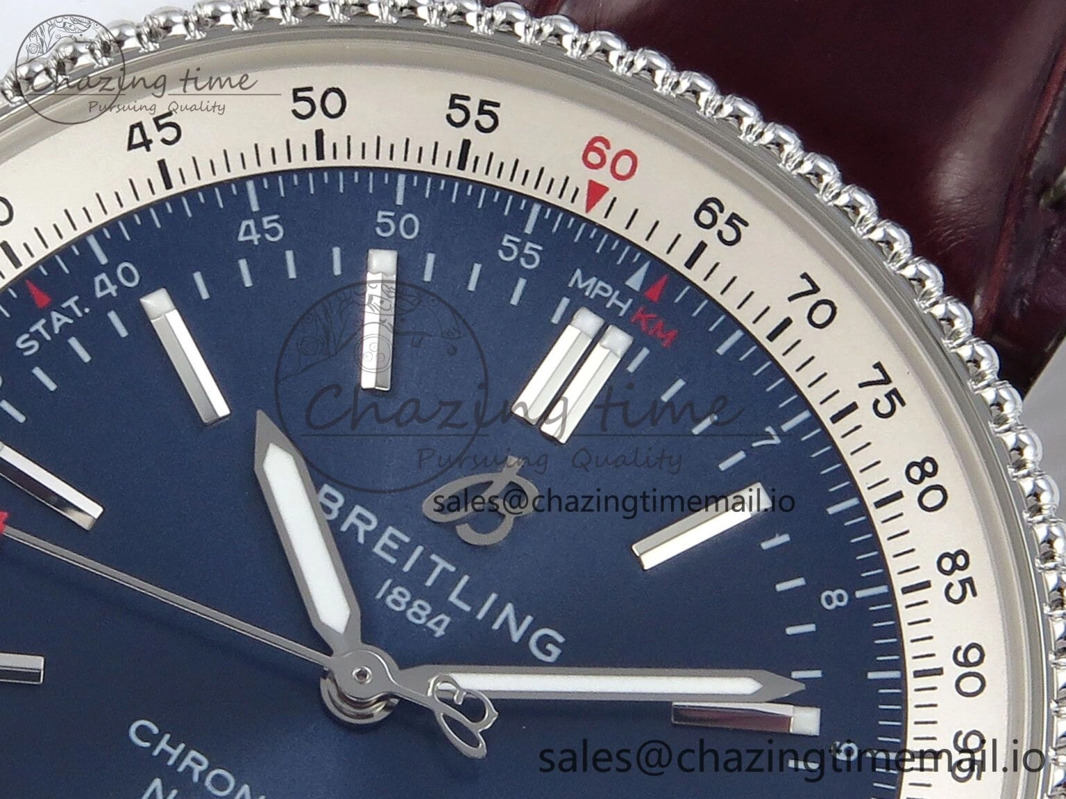 EyeCatching Navitimer 1 SS 41mm TF 1:1 Best Edition White Bezel Blue Dial on Brown Leather Strap A 5485