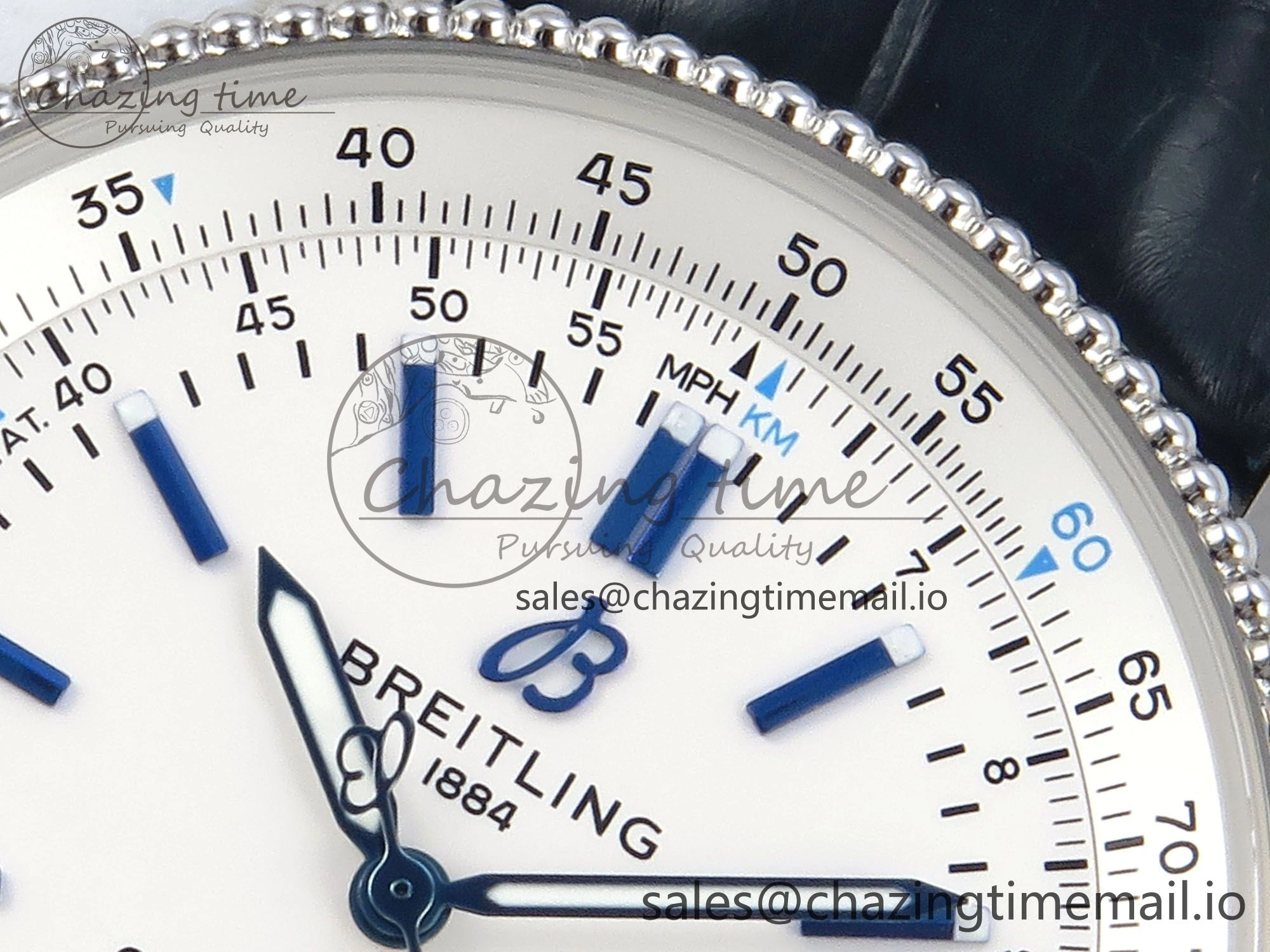 Navitimer 1 SS 41mm TF 1:1 Best Edition White Bezel White Dial on Blue Leather Strap A Contemporary 5484