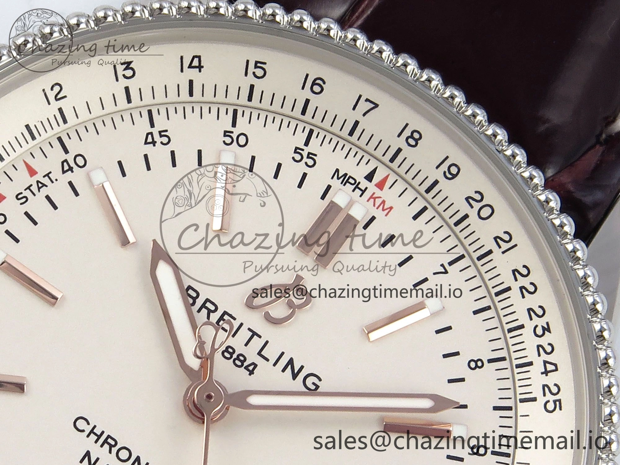 Navitimer 1 SS 41mm TF 1:1 Best Edition White Bezel White Dial on Brown Leather Strap A Seasonal 5483