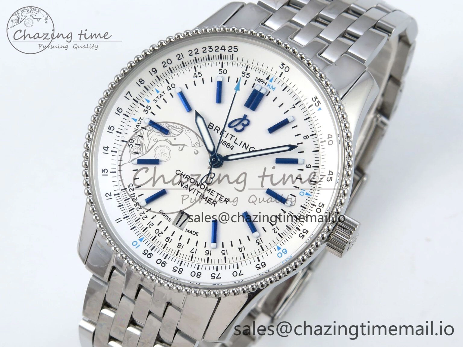 Navitimer 1 SS 41mm TF 1:1 Best Edition White Bezel White Dial on SS Bracelet A Chic 5492