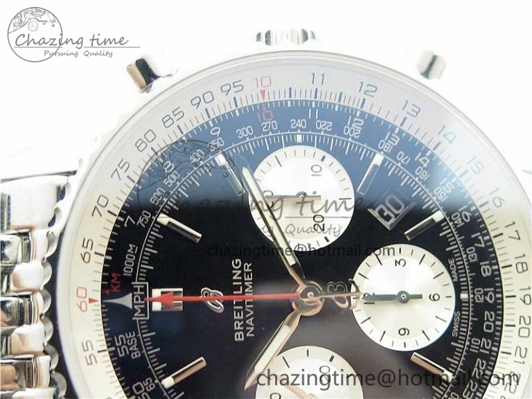 Bright Navitimer 1 SS 43mm GF 1:1 Best Edition Black Dial on SS Bracelet A 5592