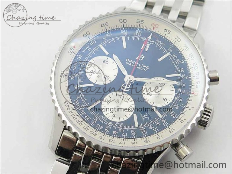 Bright Navitimer 1 SS 43mm GF 1:1 Best Edition Black Dial on SS Bracelet A 5592