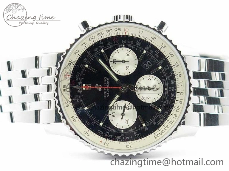 Bright Navitimer 1 SS 43mm GF 1:1 Best Edition Black Dial on SS Bracelet A 5592