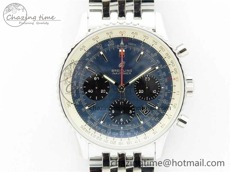 Navitimer 1 SS 43mm GF 1:1 Best Edition Blue Dial on SS Bracelet A SportInspired 5590