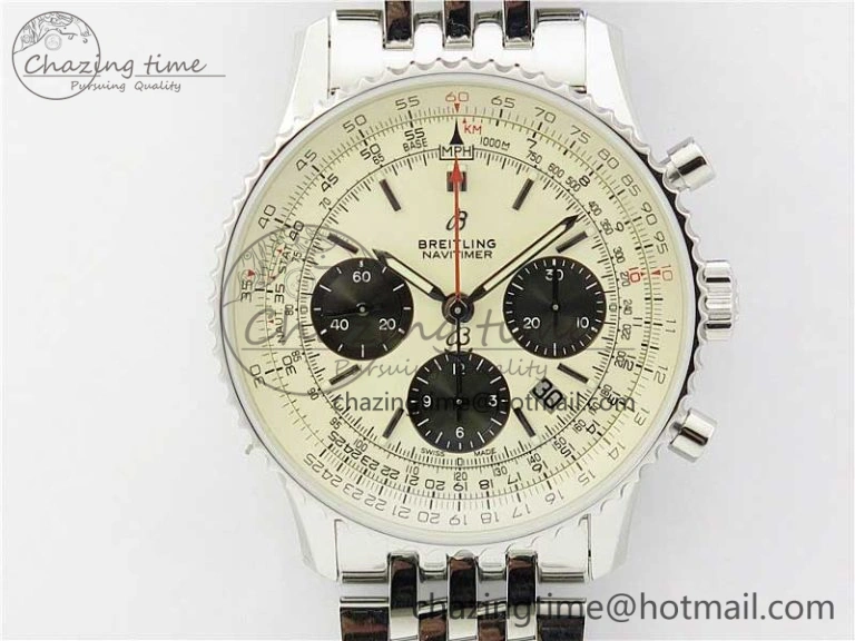 Navitimer 1 SS 43mm GF 1:1 Best Edition White Dial on SS Bracelet A FlexibleFit 5591