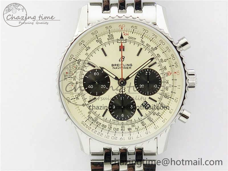 Navitimer 1 SS 43mm GF 1:1 Best Edition White Dial on SS Bracelet A FlexibleFit 5591