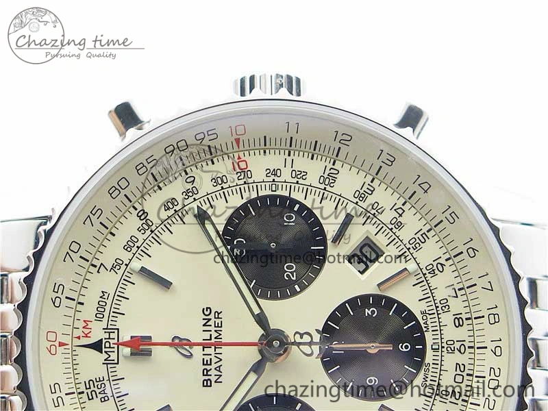 Navitimer 1 SS 43mm GF 1:1 Best Edition White Dial on SS Bracelet A FlexibleFit 5591