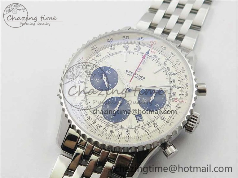 Navitimer 1 SS 43mm GF 1:1 Best Edition White Dial on SS Bracelet A FlexibleFit 5591