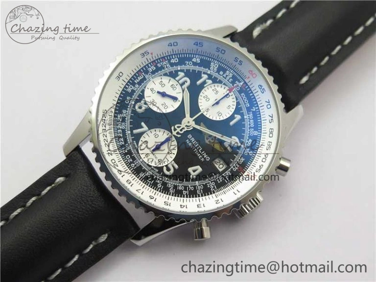 Navitimer 41mm SS B50 Best Edition SS Black Dial Numeral Markers on Leather Strap A Stylish 5555