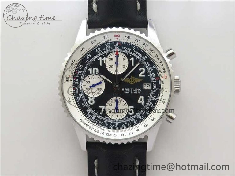 Navitimer 41mm SS B50 Best Edition SS Black Dial Numeral Markers on Leather Strap A Stylish 5555