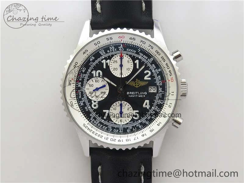 Navitimer 41mm SS B50 Best Edition SS Black Dial Numeral Markers on Leather Strap A Stylish 5555