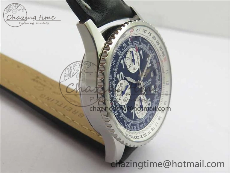 Navitimer 41mm SS B50 Best Edition SS Black Dial Numeral Markers on Leather Strap A Stylish 5555