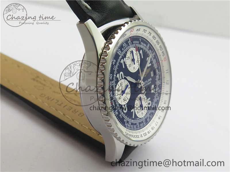 Navitimer 41mm SS B50 Best Edition SS Black Dial Numeral Markers on Leather Strap A Stylish 5555
