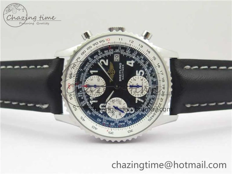 Navitimer 41mm SS B50 Best Edition SS Black Dial Numeral Markers on Leather Strap A Stylish 5555