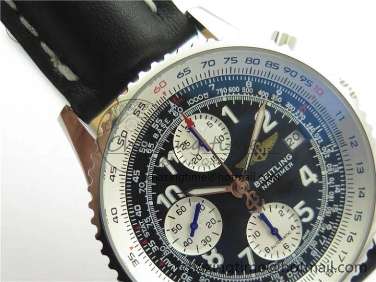 Navitimer 41mm SS B50 Best Edition SS Black Dial Numeral Markers on Leather Strap A Stylish 5555
