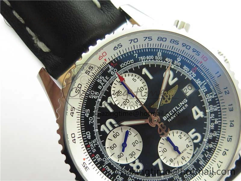 Navitimer 41mm SS B50 Best Edition SS Black Dial Numeral Markers on Leather Strap A Stylish 5555