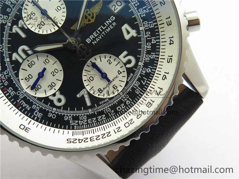 Navitimer 41mm SS B50 Best Edition SS Black Dial Numeral Markers on Leather Strap A Stylish 5555