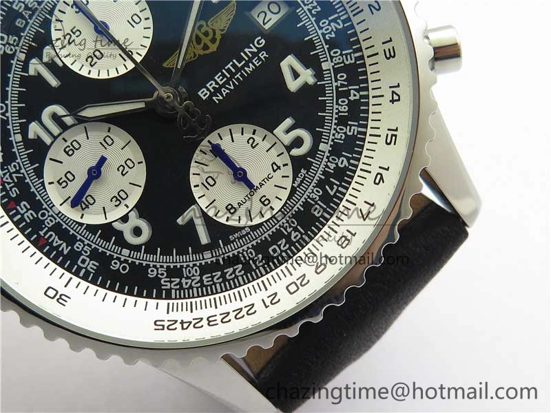 Navitimer 41mm SS B50 Best Edition SS Black Dial Numeral Markers on Leather Strap A Stylish 5555