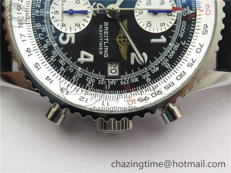 Navitimer 41mm SS B50 Best Edition SS Black Dial Numeral Markers on Leather Strap A Stylish 5555