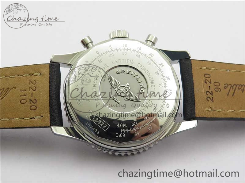 Navitimer 41mm SS B50 Best Edition SS Black Dial Stick Markers on Black Leather Strap A HighQuality 5552
