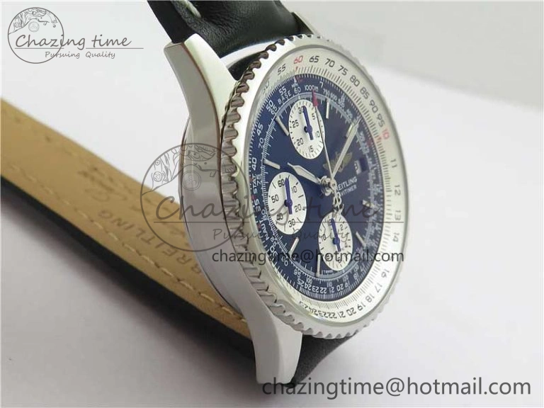 Navitimer 41mm SS B50 Best Edition SS Black Dial Stick Markers on Black Leather Strap A HighQuality 5552