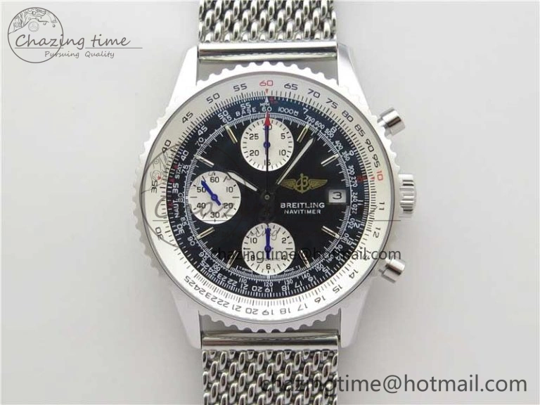 Navitimer 41mm SS B50 Best Edition SS Black Dial Stick Markers on SS Bracelet A Stylish 5553