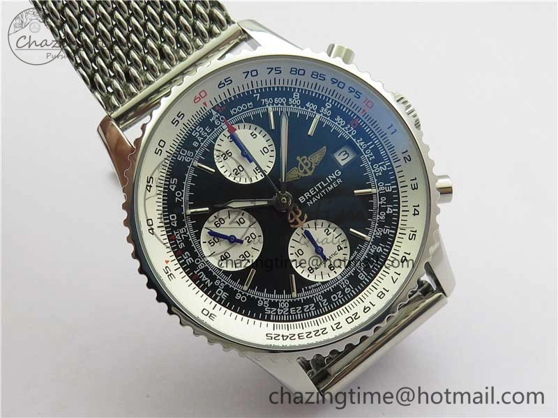 Navitimer 41mm SS B50 Best Edition SS Black Dial Stick Markers on SS Bracelet A Stylish 5553