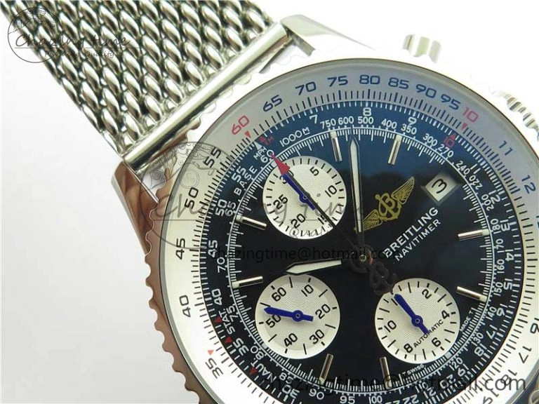 Navitimer 41mm SS B50 Best Edition SS Black Dial Stick Markers on SS Bracelet A Stylish 5553