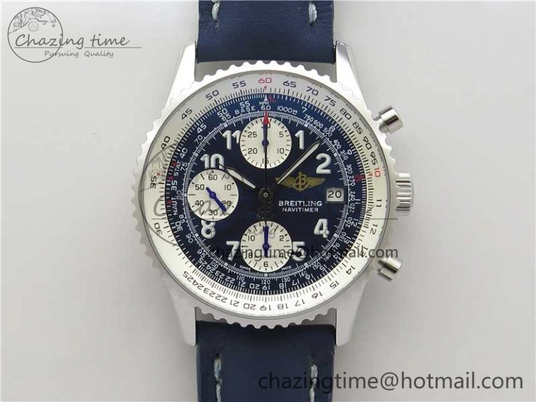 Navitimer 41mm SS B50 Best Edition SS Blue Dial Numeral Markers on Leather Strap A Soft 5548