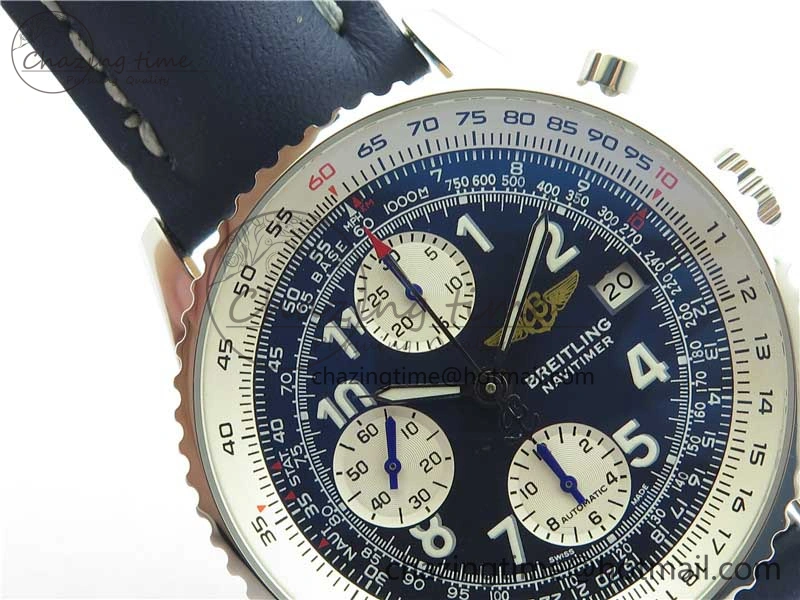 Navitimer 41mm SS B50 Best Edition SS Blue Dial Numeral Markers on Leather Strap A Soft 5548
