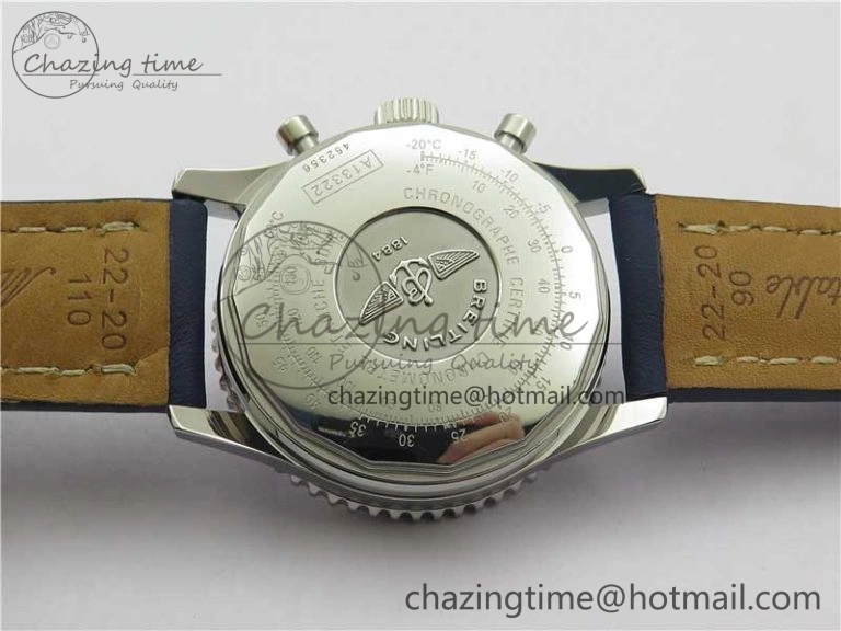 Navitimer 41mm SS B50 Best Edition SS Blue Dial Stick Markers on Leather Strap A EyeCatching 5551
