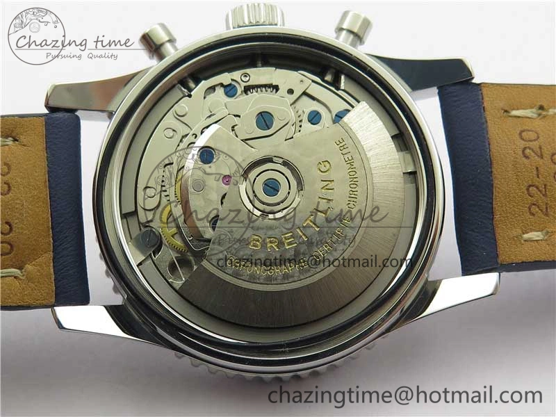 Navitimer 41mm SS B50 Best Edition SS Blue Dial Stick Markers on Leather Strap A EyeCatching 5551