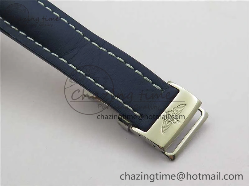 Navitimer 41mm SS B50 Best Edition SS Blue Dial Stick Markers on Leather Strap A EyeCatching 5551
