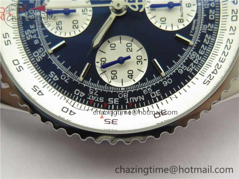 Navitimer 41mm SS B50 Best Edition SS Blue Dial Stick Markers on Leather Strap A EyeCatching 5551