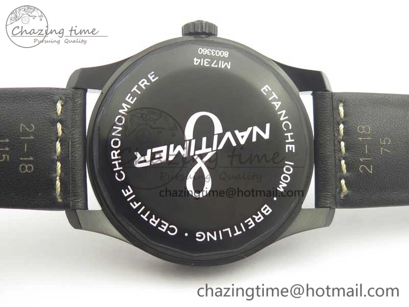 Navitimer 8 Automatic 41mm Black Steel ZF 1:1 Best Edition Black Dial on Black Leather Strap A OdorResistant 5616