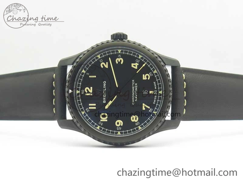 Navitimer 8 Automatic 41mm Black Steel ZF 1:1 Best Edition Black Dial on Black Leather Strap A OdorResistant 5616