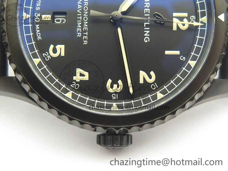 Navitimer 8 Automatic 41mm Black Steel ZF 1:1 Best Edition Black Dial on Black Leather Strap A OdorResistant 5616