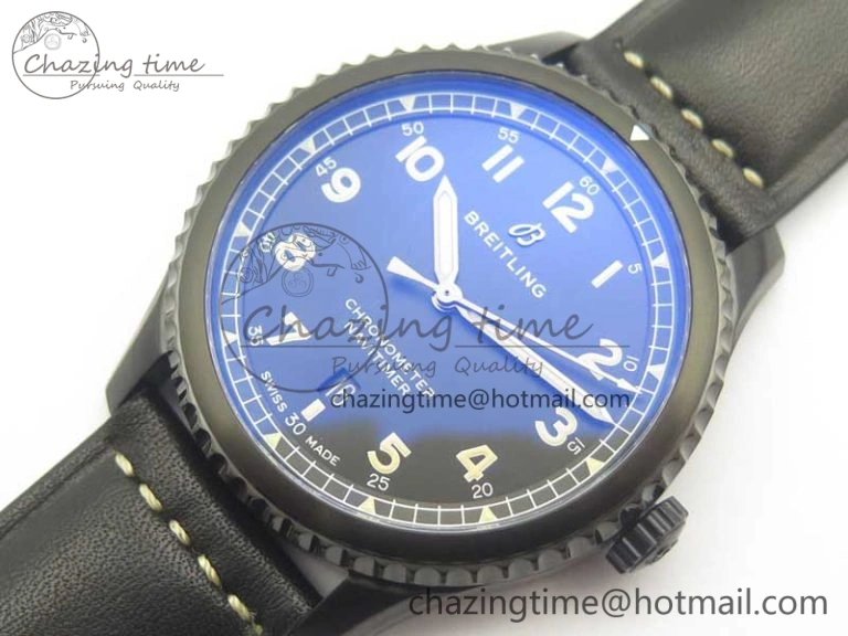 Navitimer 8 Automatic 41mm Black Steel ZF 1:1 Best Edition Black Dial on Black Leather Strap A OdorResistant 5616