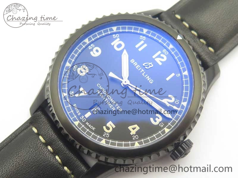 Navitimer 8 Automatic 41mm Black Steel ZF 1:1 Best Edition Black Dial on Black Leather Strap A OdorResistant 5616