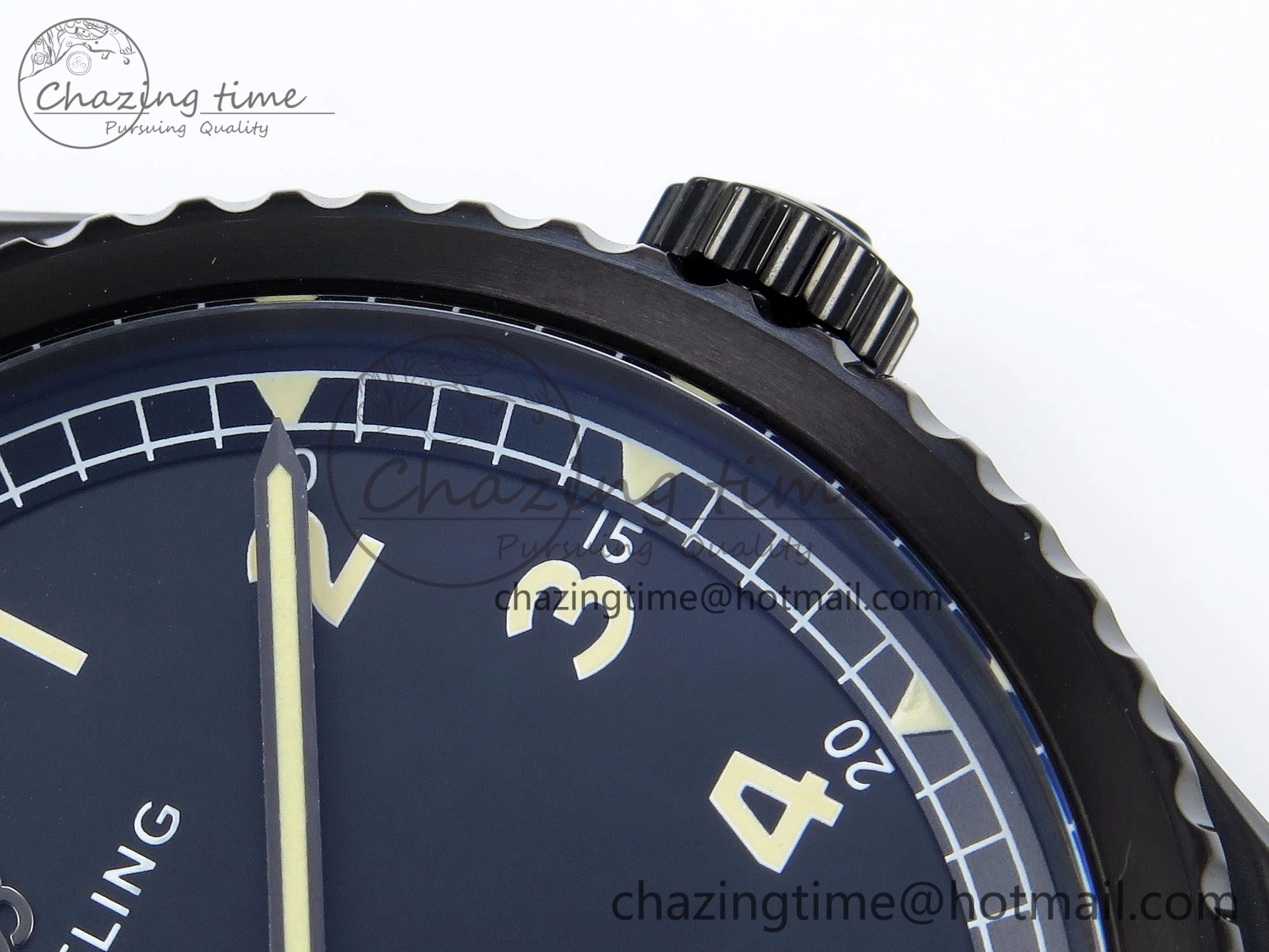 Navitimer 8 Automatic 41mm PVD TF 1:1 Best Edition Black Dial on Black Leather Strap A ZipUp 5517