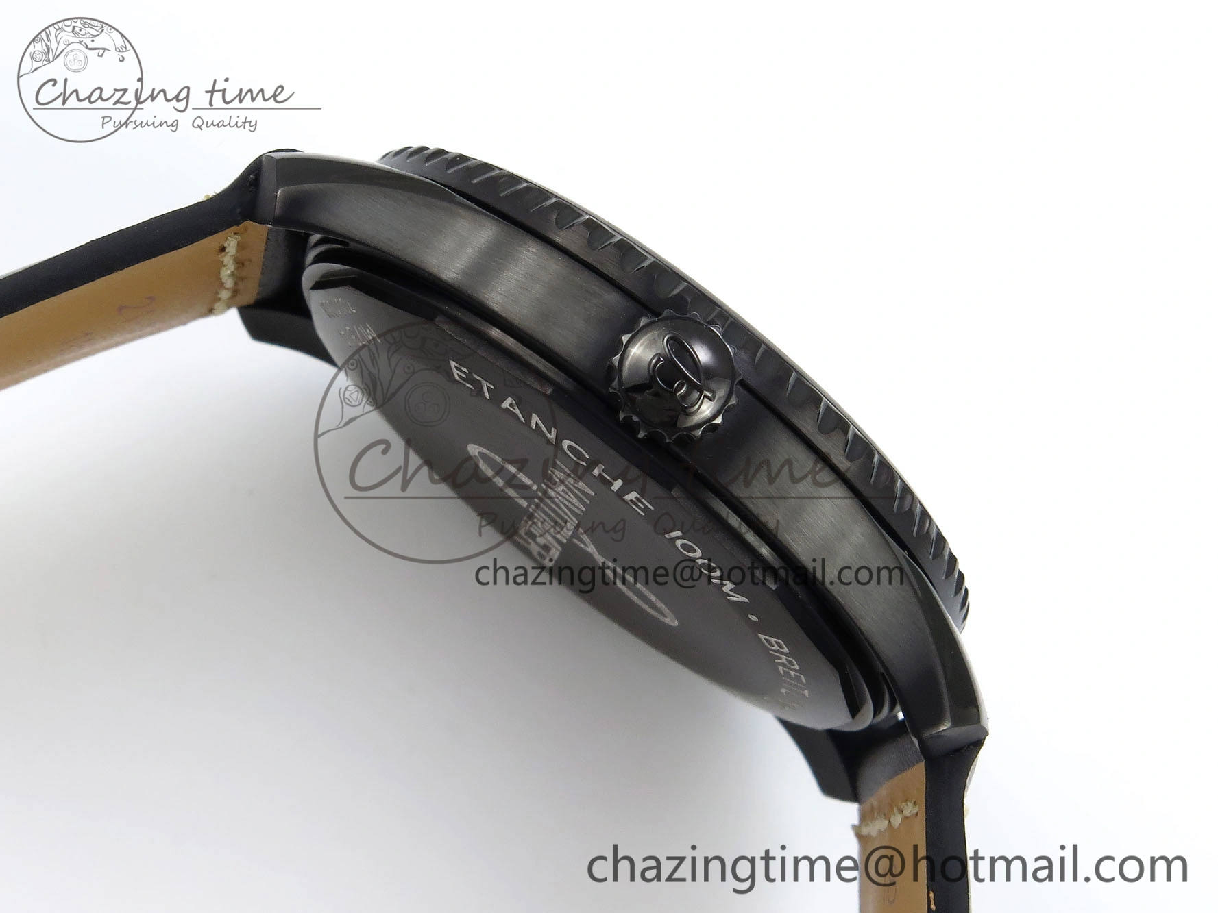 Navitimer 8 Automatic 41mm PVD TF 1:1 Best Edition Black Dial on Black Leather Strap A ZipUp 5517