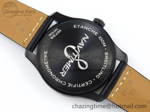 Navitimer 8 Automatic 41mm PVD TF 1:1 Best Edition Black Dial on Black Leather Strap A ZipUp 5517