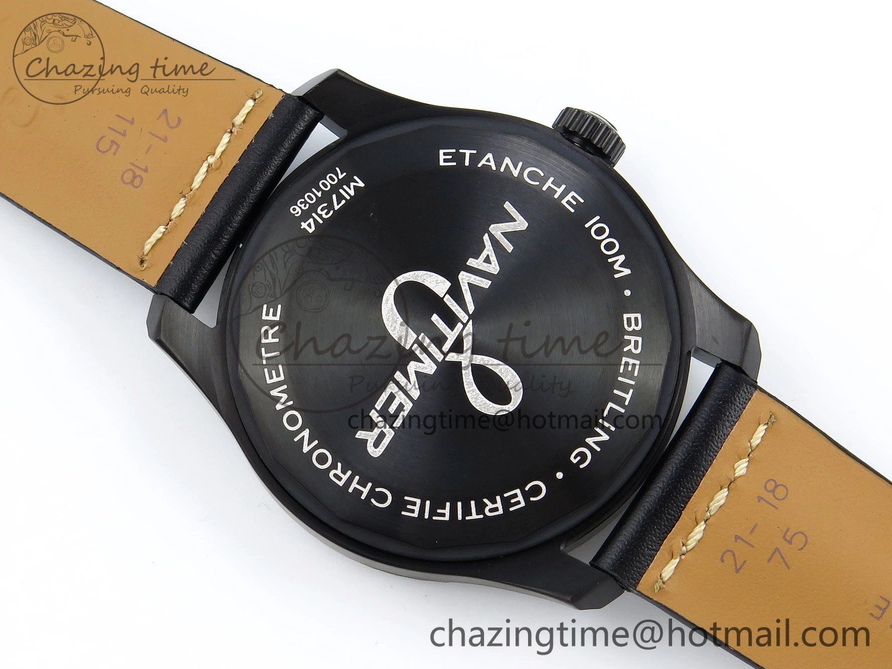 Navitimer 8 Automatic 41mm PVD TF 1:1 Best Edition Black Dial on Black Leather Strap A ZipUp 5517
