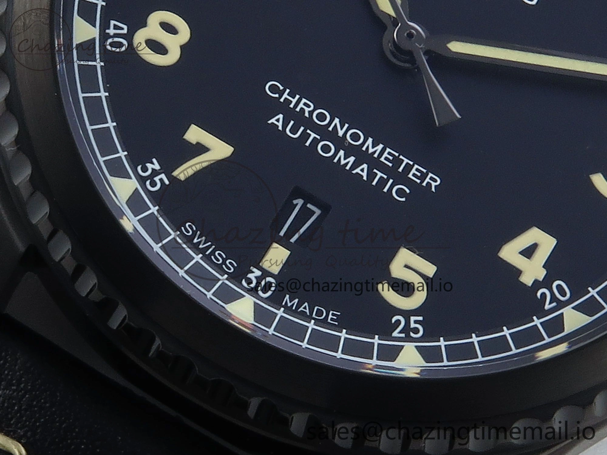 Premium Navitimer 8 Automatic 41mm PVD TF 1:1 Best Edition Black Dial on Black Leather Strap A 5455